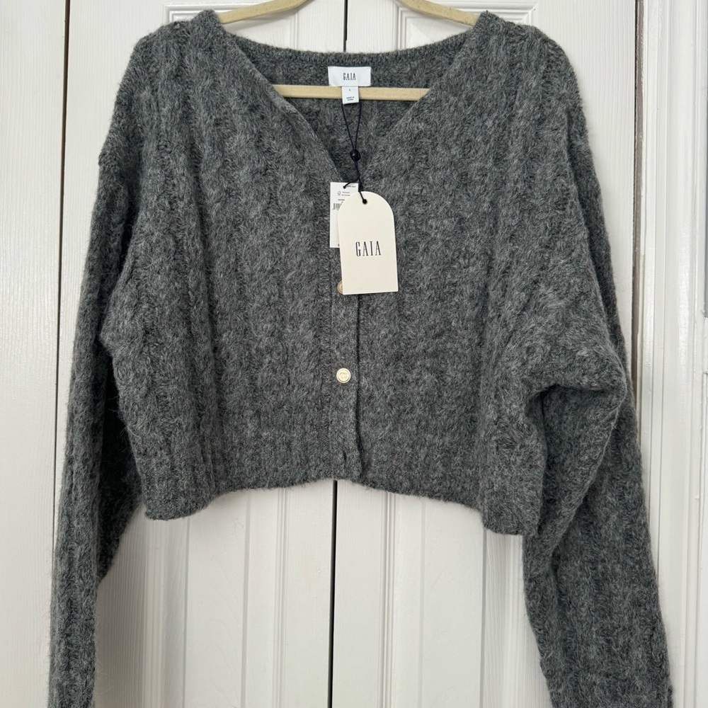 NWT Cult Gaia x Gap Cropped Cable-Knit Cardigan size large